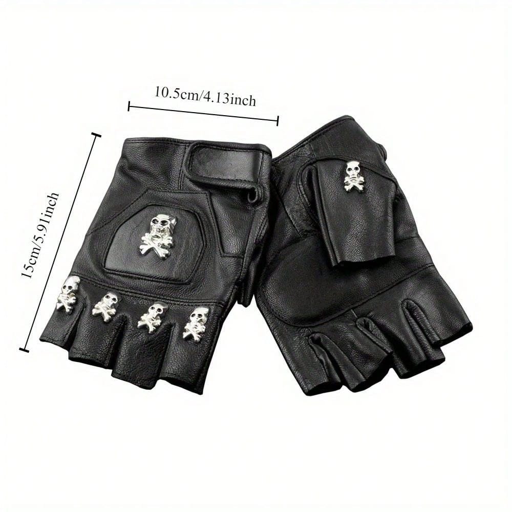 Mens Real Leather Skull Punk R - Leather Driving Glove 评论和价格