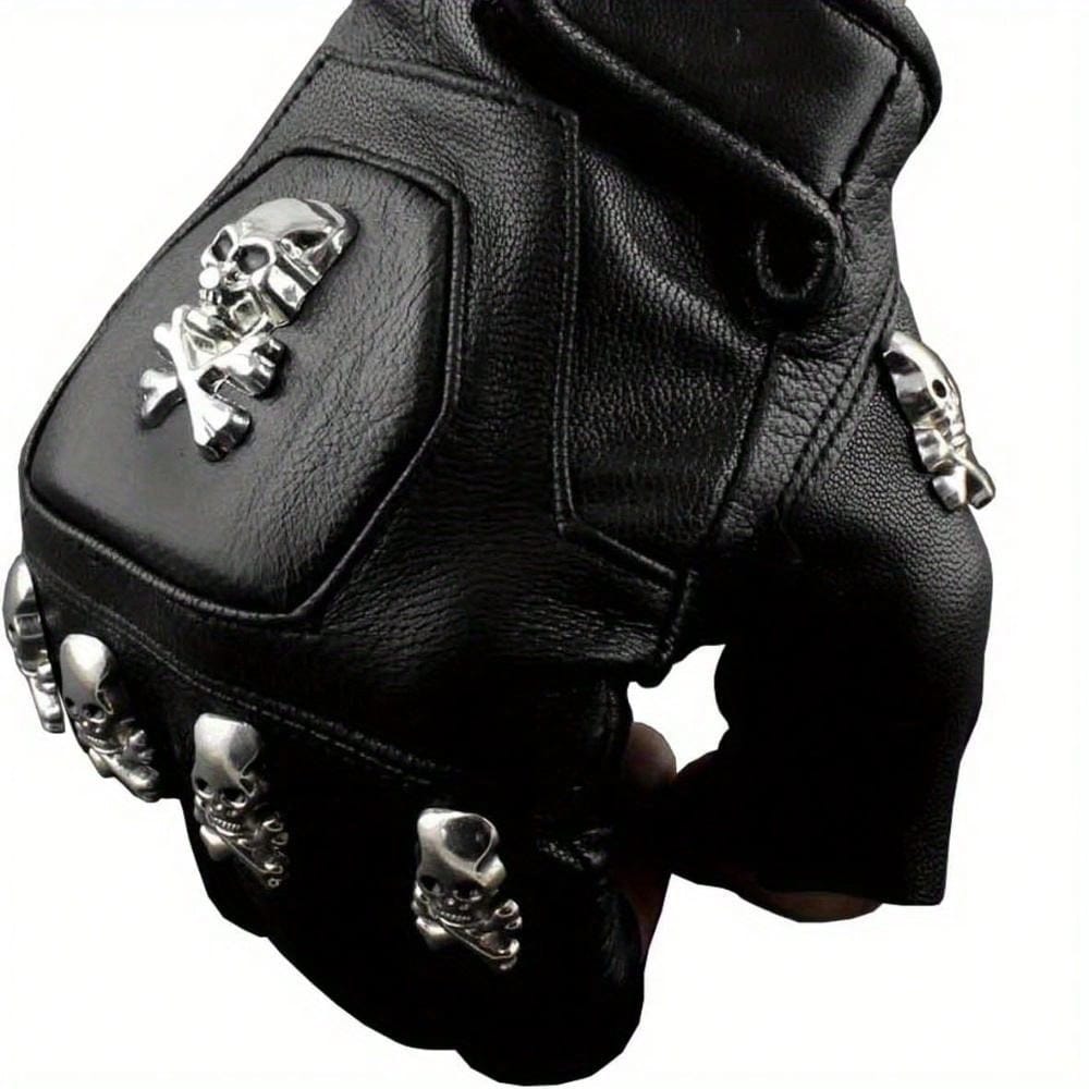 Mens Real Leather Skull Punk R - Leather Driving Glove 评论和价格