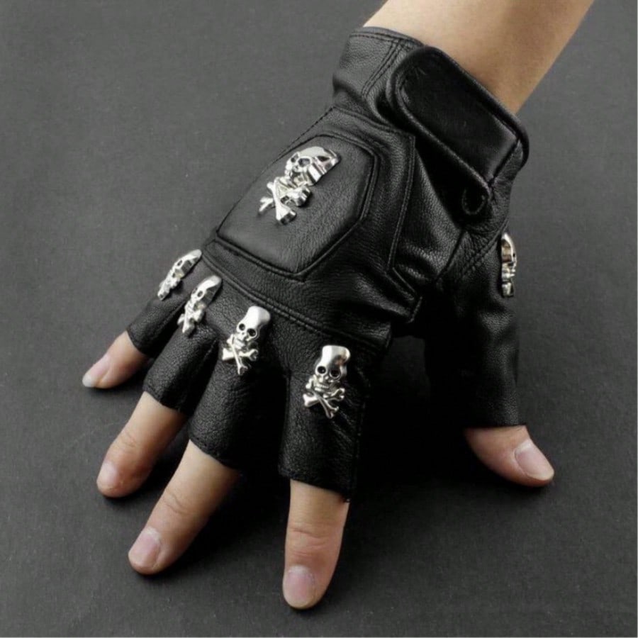 Mens Real Leather Skull Punk R - Leather Driving Glove 评论和价格