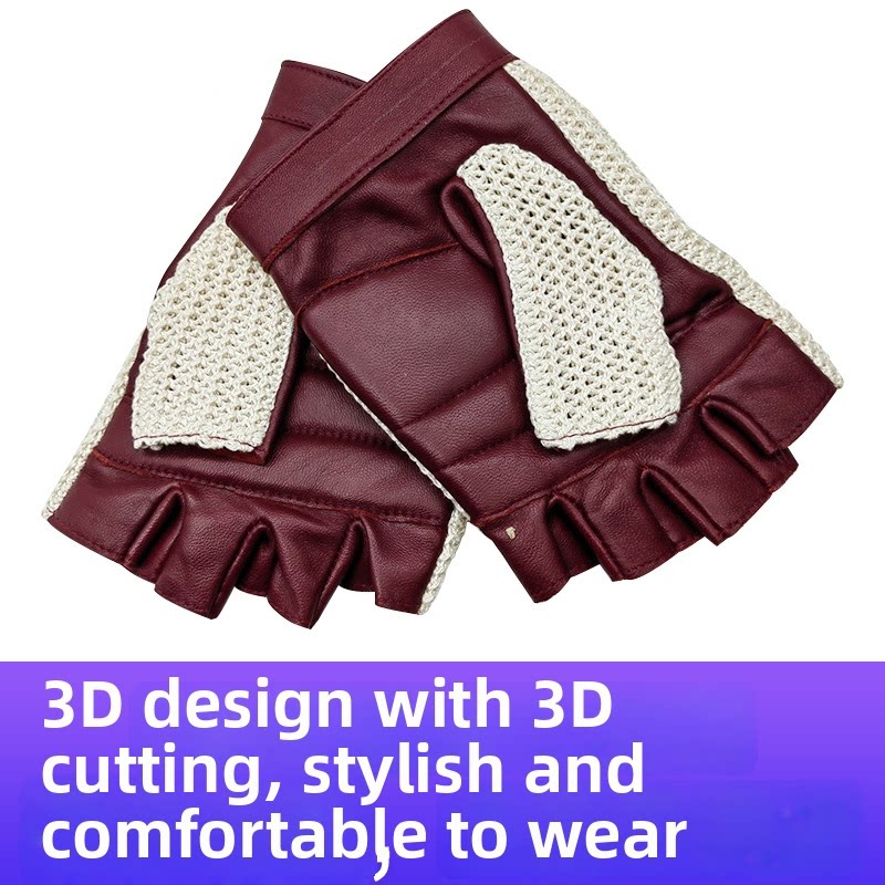 Genuine Sheepskin Half Finger  - Leather Driving Glove 评论和价格
